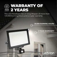 Ledvion LED Floodlight With PIR Sensor - 150W - Osram LED - IP65 - 6500K - 18.000 Lumen - Outdoor Security Lights
