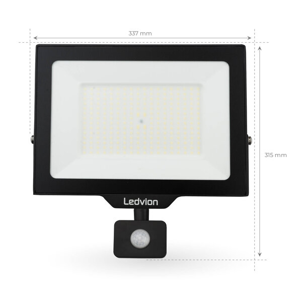 Ledvion LED Floodlight With PIR Sensor - 150W - Osram LED - IP65 - 6500K - 18.000 Lumen - Outdoor Security Lights