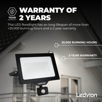 Ledvion LED Floodlight With PIR Sensor - 100W - Osram LED - IP65 - 6500K - 12.000 Lumen - Outdoor Security Lights