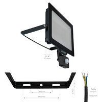 Ledvion LED Floodlight With PIR Sensor - 100W - Osram LED - IP65 - 6500K - 12.000 Lumen - Outdoor Security Lights