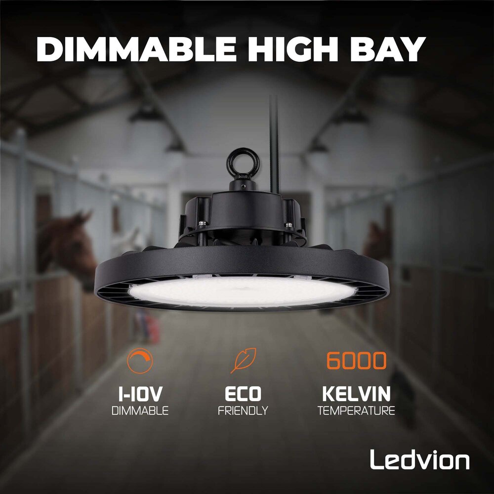 Ledvion LED High Bay 200W - 5 Year Warranty - 6000K - IP65 - Dimmable - 180lm/W - 120° - Sosen Driver