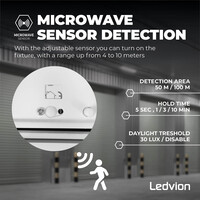 Ledvion 2ft LED Batten with PIR Sensor - T8 Fixture - IP65 - Single - Non Corrosive - Suitable for 1x LED Tube
