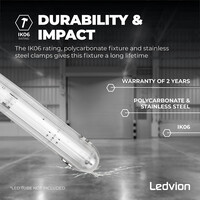 Ledvion 2ft LED Batten with PIR Sensor - T8 Fixture - IP65 - Single - Non Corrosive - Suitable for 1x LED Tube