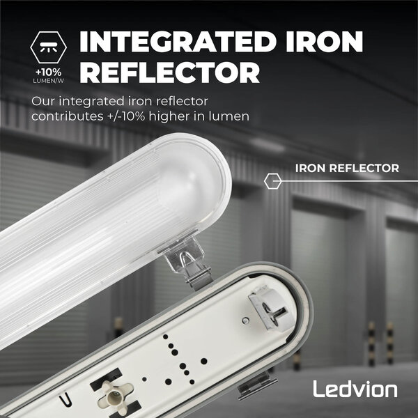 Ledvion 2ft LED Batten with PIR Sensor - T8 Fixture - IP65 - Single - Non Corrosive - Suitable for 1x LED Tube