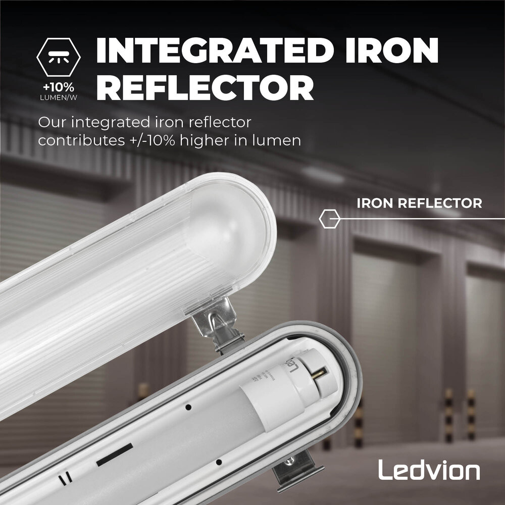 Ledvion 2ft LED Batten with PIR Sensor - 7W - 4000K - Cool White - T8 Fixture - IP65 - Single - Non Corrosive