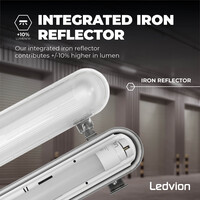 Ledvion 2ft LED Batten with PIR Sensor - 7W - 4000K - Cool White - T8 Fixture - IP65 - Single - Non Corrosive
