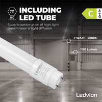 Ledvion 2ft LED Batten with PIR Sensor - 7W - 4000K - Cool White - T8 Fixture - IP65 - Single - Non Corrosive