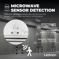 Ledvion 2ft LED Batten with PIR Sensor - 7W - 6500K - Daylight - T8 Fixture - IP65 - Single - Non Corrosive