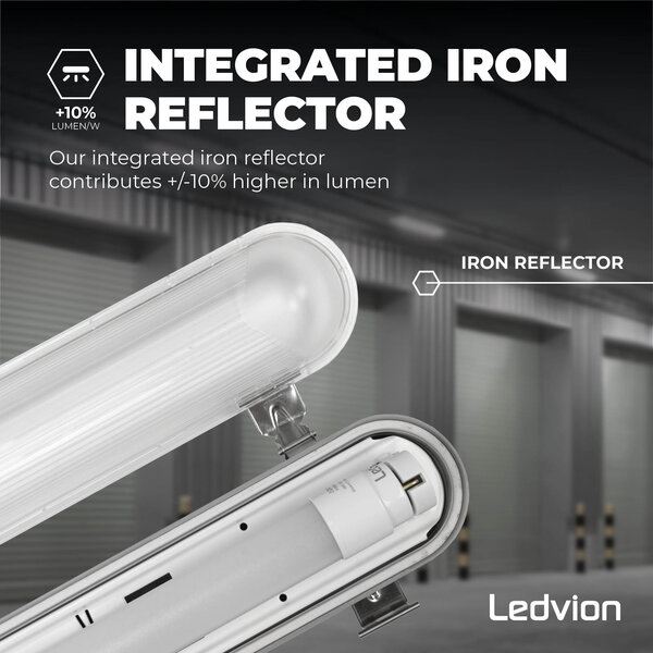 Ledvion 2ft LED Batten with PIR Sensor - 7W - 6500K - Daylight - T8 Fixture - IP65 - Single - Non Corrosive