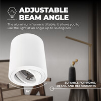 Ledvion LED Single Ceiling Spotlight - GU10 - Dimmable - Adjustable - Modern - Round - Surface Mount Downlight - White