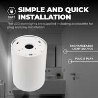 Ledvion LED Single Ceiling Spotlight - GU10 - Dimmable - Adjustable - Modern - Round - Surface Mount Downlight - White