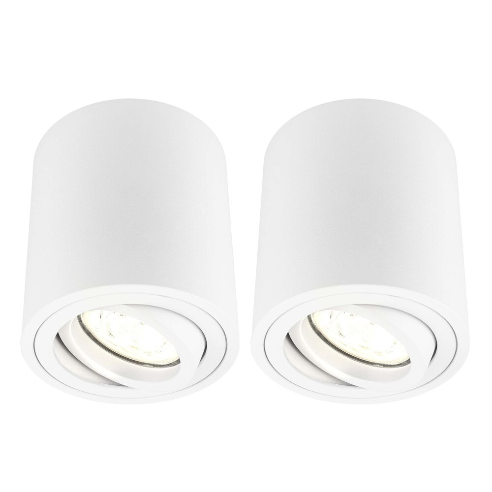 Ledvion 2x LED Single Ceiling Spotlight - 3W - Warm White - Dimmable - Adjustable - Modern - Round - Surface Mount Downlight - White