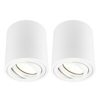 Ledvion 2x LED Single Ceiling Spotlight - 3W - Warm White - Dimmable - Adjustable - Modern - Round - Surface Mount Downlight - White