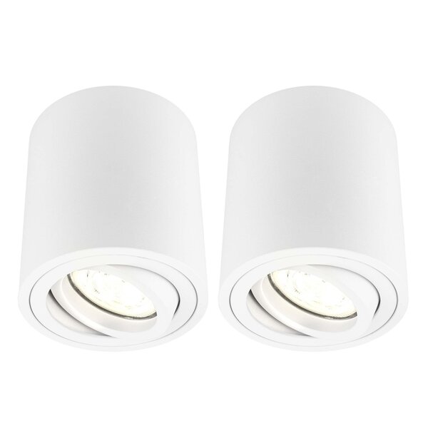 Ledvion 2x LED Single Ceiling Spotlight - 3W - Warm White - Dimmable - Adjustable - Modern - Round - Surface Mount Downlight - White