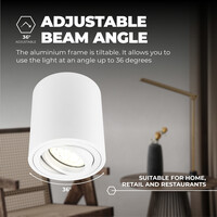 Ledvion 4x LED Single Ceiling Spotlight - 3W - Warm White - Dimmable - Adjustable - Modern - Round - Surface Mount Downlight - White
