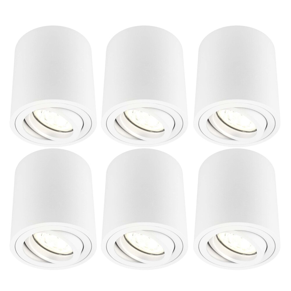 Ledvion 4x LED Single Ceiling Spotlight - 3W - Warm White - Dimmable - Adjustable - Modern - Round - Surface Mount Downlight - White