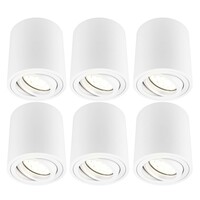 Ledvion 4x LED Single Ceiling Spotlight - 3W - Warm White - Dimmable - Adjustable - Modern - Round - Surface Mount Downlight - White