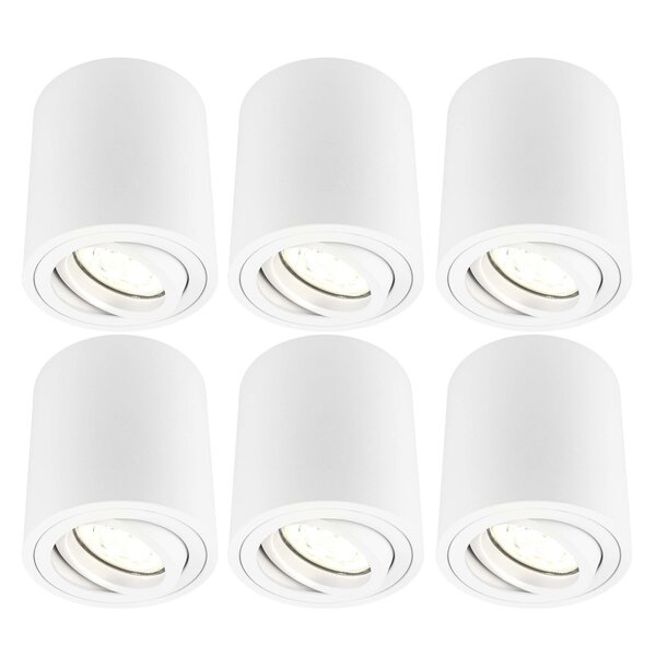 Ledvion 4x LED Single Ceiling Spotlight - 3W - Warm White - Dimmable - Adjustable - Modern - Round - Surface Mount Downlight - White