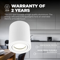 Ledvion 4x LED Single Ceiling Spotlight - 3W - Warm White - Dimmable - Adjustable - Modern - Round - Surface Mount Downlight - White