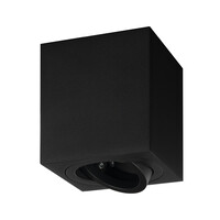 Ledvion LED Single Ceiling Spotlight - GU10 - Dimmable - Adjustable - Modern - Square - Surface Mount Downlight - Black