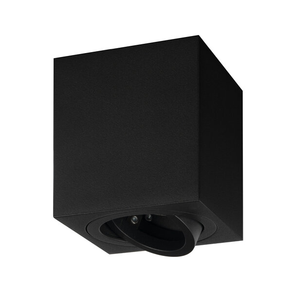 Ledvion LED Single Ceiling Spotlight - GU10 - Dimmable - Adjustable - Modern - Square - Surface Mount Downlight - Black