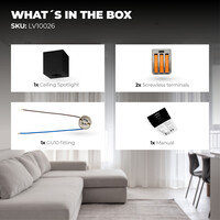 Ledvion LED Single Ceiling Spotlight - GU10 - Dimmable - Adjustable - Modern - Square - Surface Mount Downlight - Black
