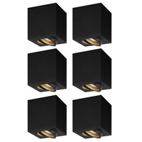 Ledvion 4x LED Single Ceiling Spotlight - 3W - Warm White - Dimmable - Adjustable - Modern - Square - Surface Mount Downlight - Black
