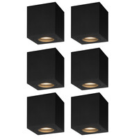Ledvion 4x LED Single Ceiling Spotlight - 3W - Warm White - Dimmable - Adjustable - Modern - Square - Surface Mount Downlight - Black