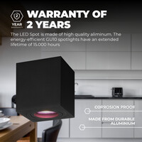 Ledvion Smart LED Single Ceiling Spotlight - 4.9W - RGB+CCT - Dimmable - Adjustable - Modern - Square - Surface Mount Downlight - Black