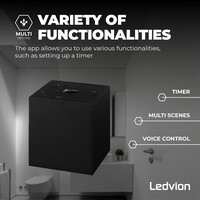 Ledvion Smart LED Single Ceiling Spotlight - 4.9W - RGB+CCT - Dimmable - Adjustable - Modern - Square - Surface Mount Downlight - Black