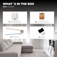 Ledvion LED Single Ceiling Spotlight - GU10 - Dimmable - Adjustable - Modern - Square - Surface Mount Downlight - White