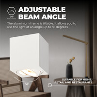 Ledvion 2x LED Single Ceiling Spotlight - 3W - Warm White - Dimmable - Adjustable - Modern - Square - Surface Mount Downlight - White
