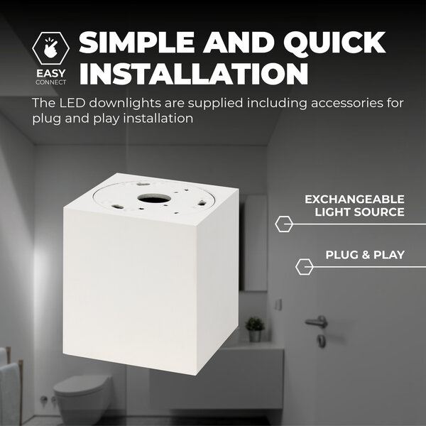 Ledvion 2x LED Single Ceiling Spotlight - 3W - Warm White - Dimmable - Adjustable - Modern - Square - Surface Mount Downlight - White