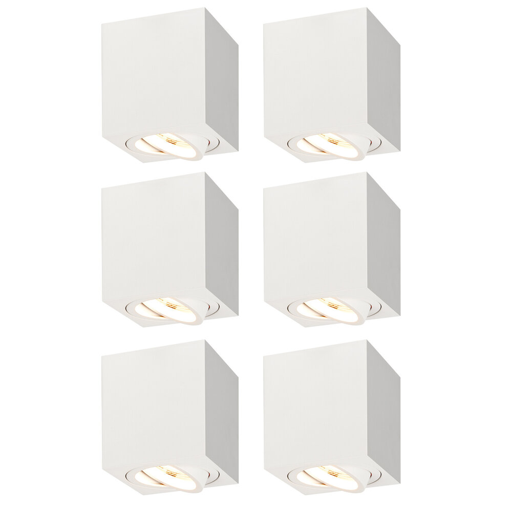 Ledvion 4x LED Single Ceiling Spotlight - 3W - Warm White - Dimmable - Adjustable - Modern - Square - Surface Mount Downlight - White