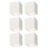 Ledvion 4x LED Single Ceiling Spotlight - 3W - Warm White - Dimmable - Adjustable - Modern - Square - Surface Mount Downlight - White