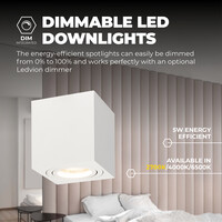 Ledvion 4x LED Single Ceiling Spotlight - 3W - Warm White - Dimmable - Adjustable - Modern - Square - Surface Mount Downlight - White
