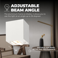 Ledvion 4x LED Single Ceiling Spotlight - 3W - Warm White - Dimmable - Adjustable - Modern - Square - Surface Mount Downlight - White