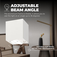 Ledvion LED Single Ceiling Spotlight - 3W - Daylight - Dimmable - Adjustable - Modern - Square - Surface Mount Downlight - White