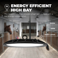 Ledvion LED High Bay 100W - Osram LED - 3000K - IP65 - 110lm/W - 90° - 2 Year Warranty