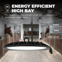 Ledvion LED High Bay 100W - Osram LED - 6000K - IP65 - 110lm/W - 90° - 2 Year Warranty