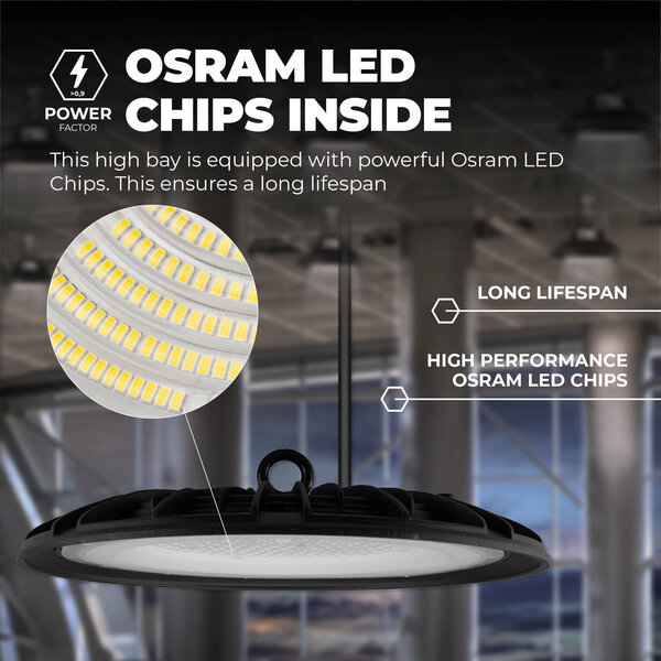 Ledvion LED High Bay 150W - Osram LED - 4000K - IP65 - 110lm/W - 90° - 2 Year Warranty