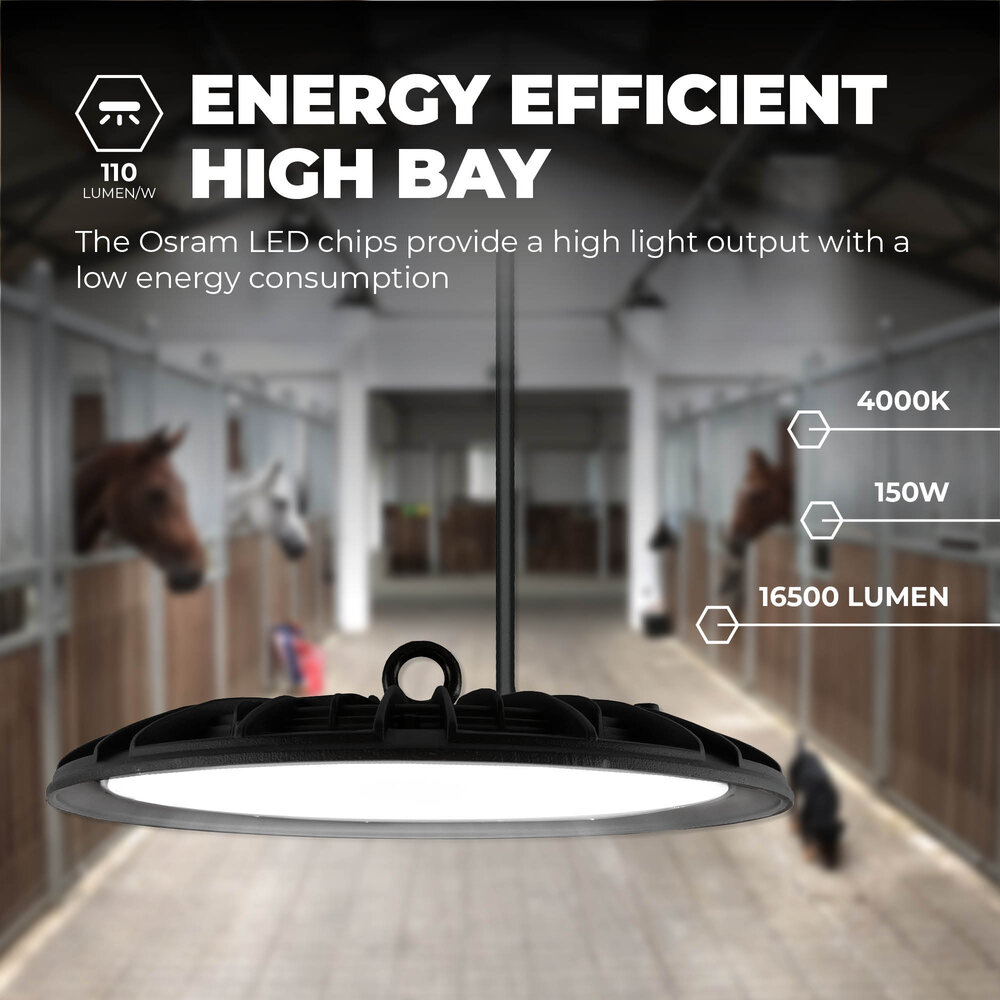 Ledvion LED High Bay 150W - Osram LED - 4000K - IP65 - 110lm/W - 90° - 2 Year Warranty
