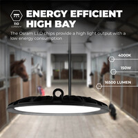 Ledvion LED High Bay 150W - Osram LED - 4000K - IP65 - 110lm/W - 90° - 2 Year Warranty