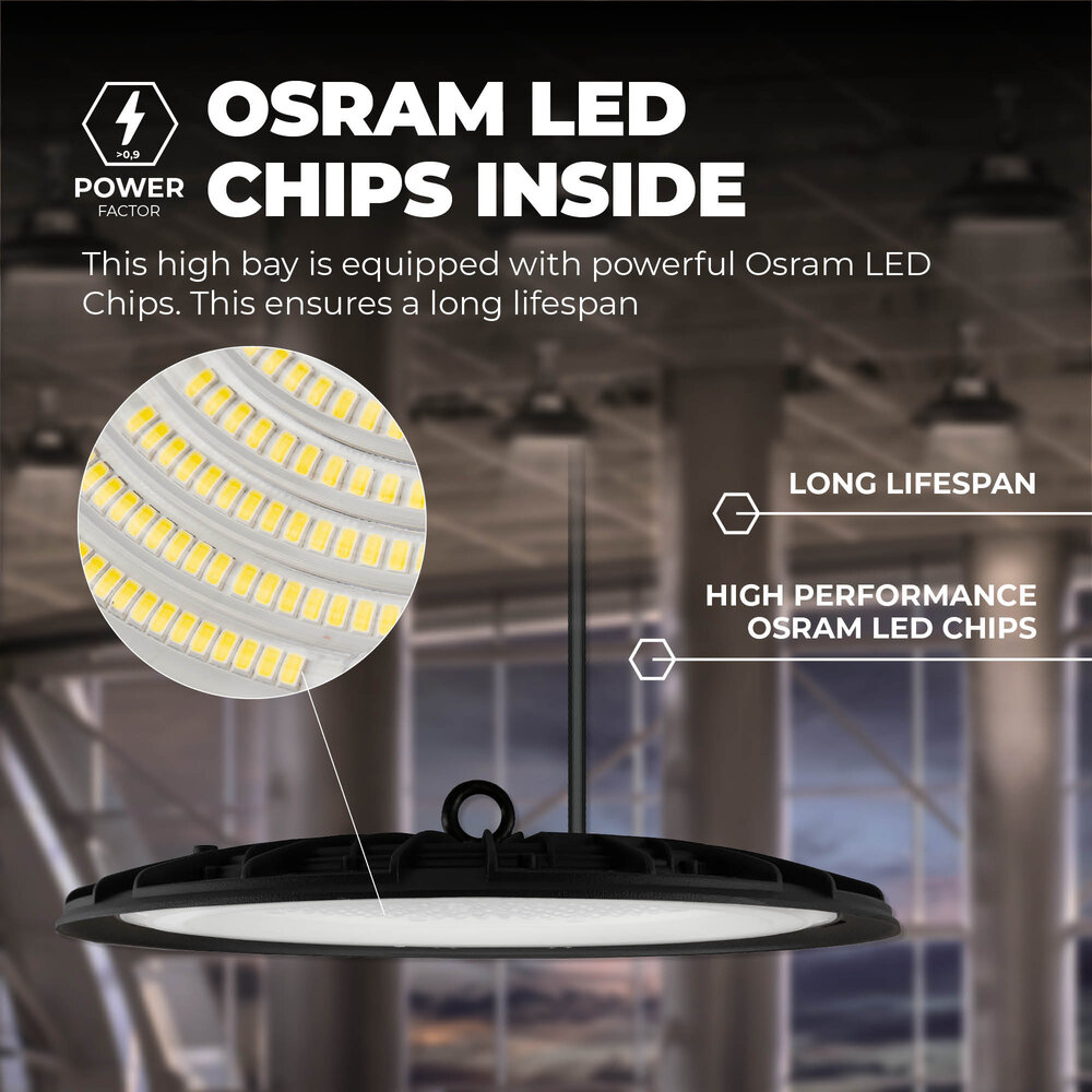 Ledvion LED High Bay 200W - Osram LED - 6000K - IP65 - 110lm/W - 90° - 2 Year Warranty