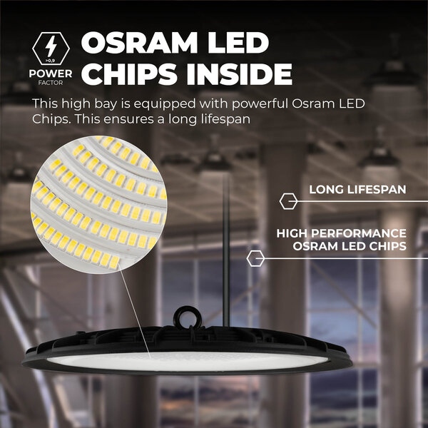 Ledvion LED High Bay 200W - Osram LED - 6000K - IP65 - 110lm/W - 90° - 2 Year Warranty