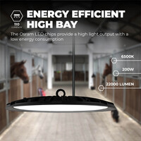 Ledvion LED High Bay 200W - Osram LED - 6000K - IP65 - 110lm/W - 90° - 2 Year Warranty