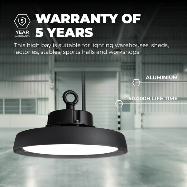 Ledvion LED High Bay 150W - Philips Lumileds - 4000K - IP65 - Dimmable - 192lm/W - 120° - 5 Year Warranty