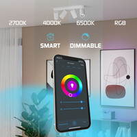 Ledvion Smart LED Ceiling Spotlight With 4 Lights - 4.9W - RGB+CCT - Dimmable - Adjustable - White