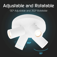Ledvion LED Ceiling Spotlight With 4 Lights - GU10 - Dimmable - Adjustable - White - Round