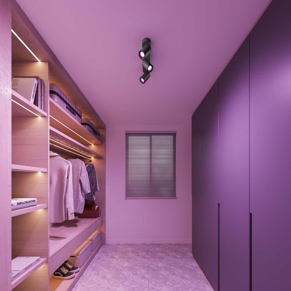 Ledvion Smart LED Ceiling Spotlight With 3 Lights - 4.9W - RGB+CCT - Dimmable - Adjustable - Black